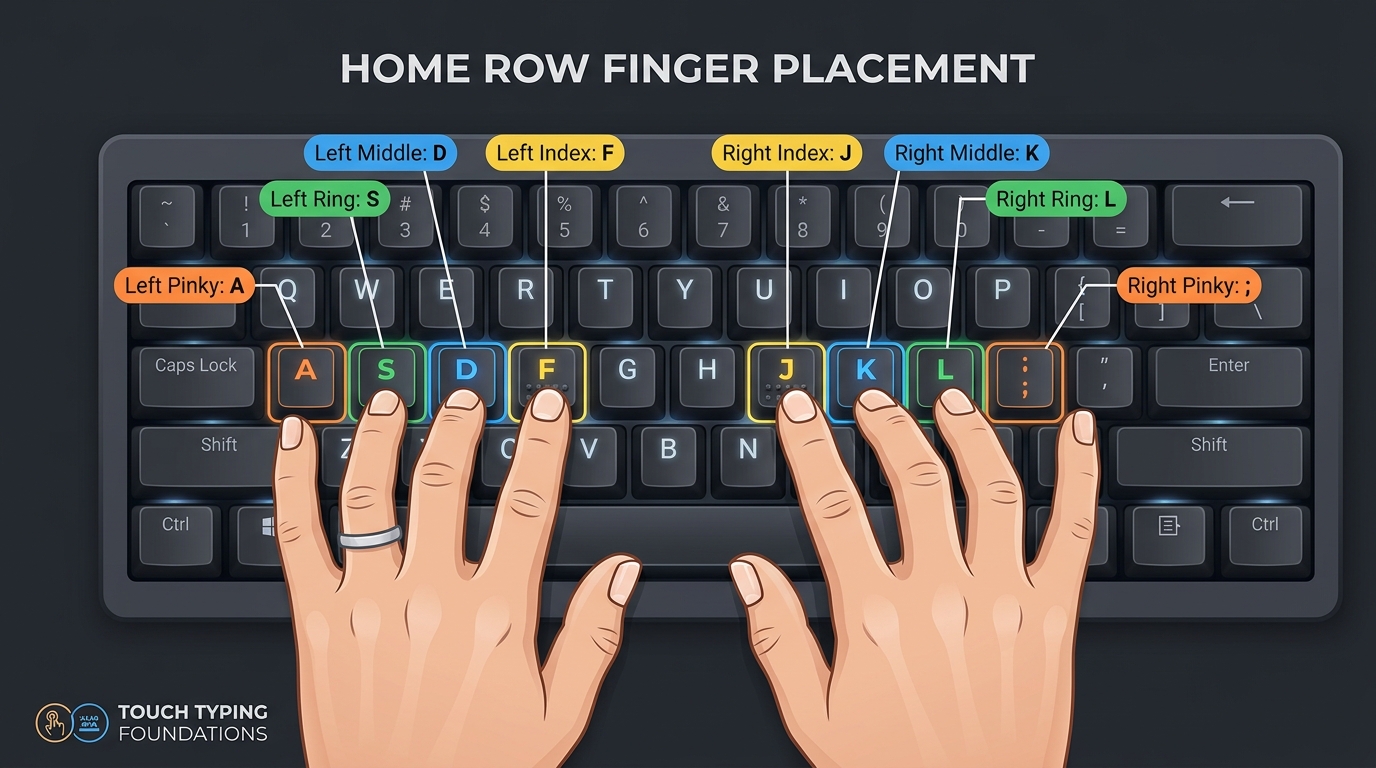 Home Row Finger Placement Guide Diagram