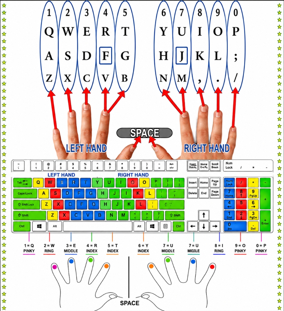 Touch Typing Finger Placement Guide
